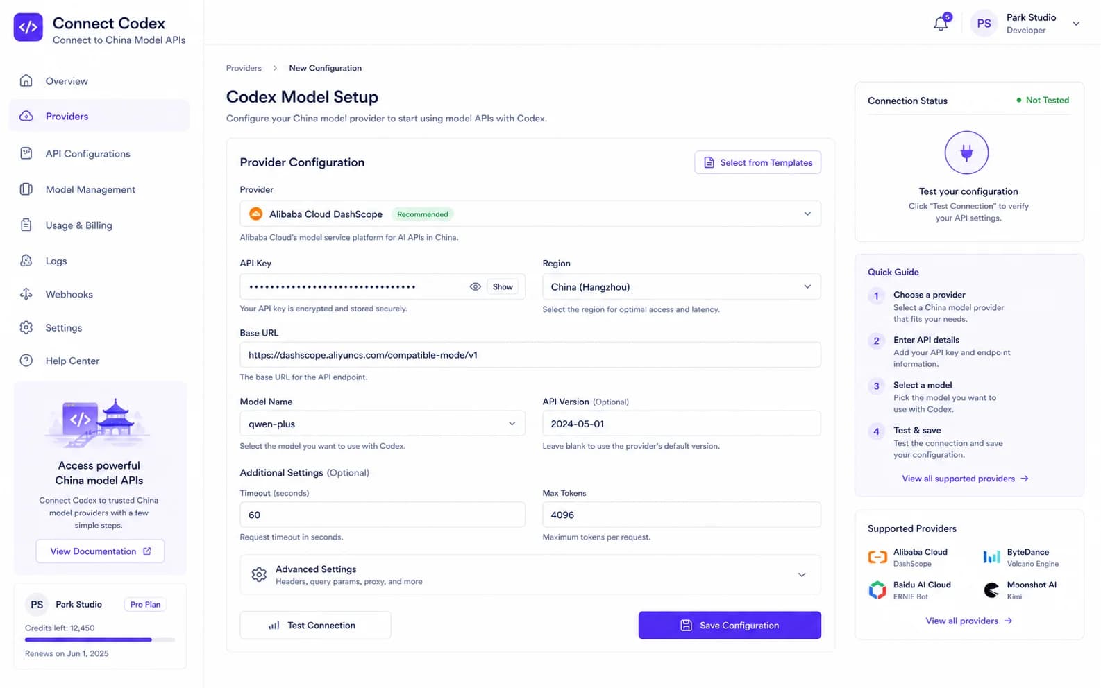 Connect Codex to China Model APIs overview product screenshot