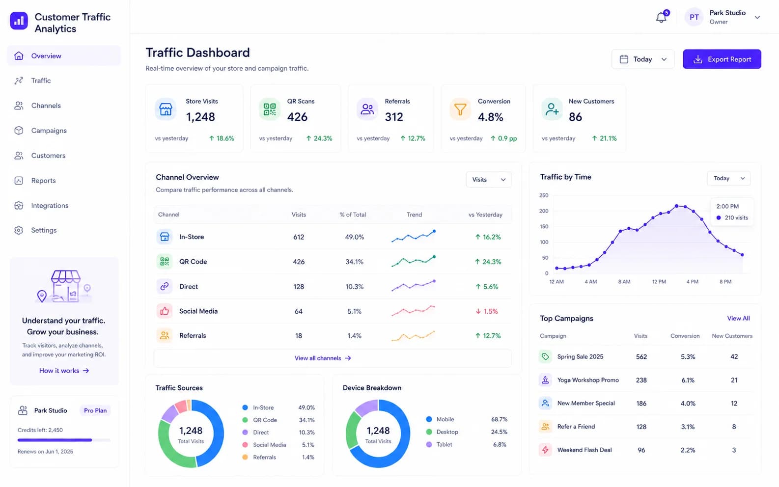 Customer Traffic Analytics overview product screenshot