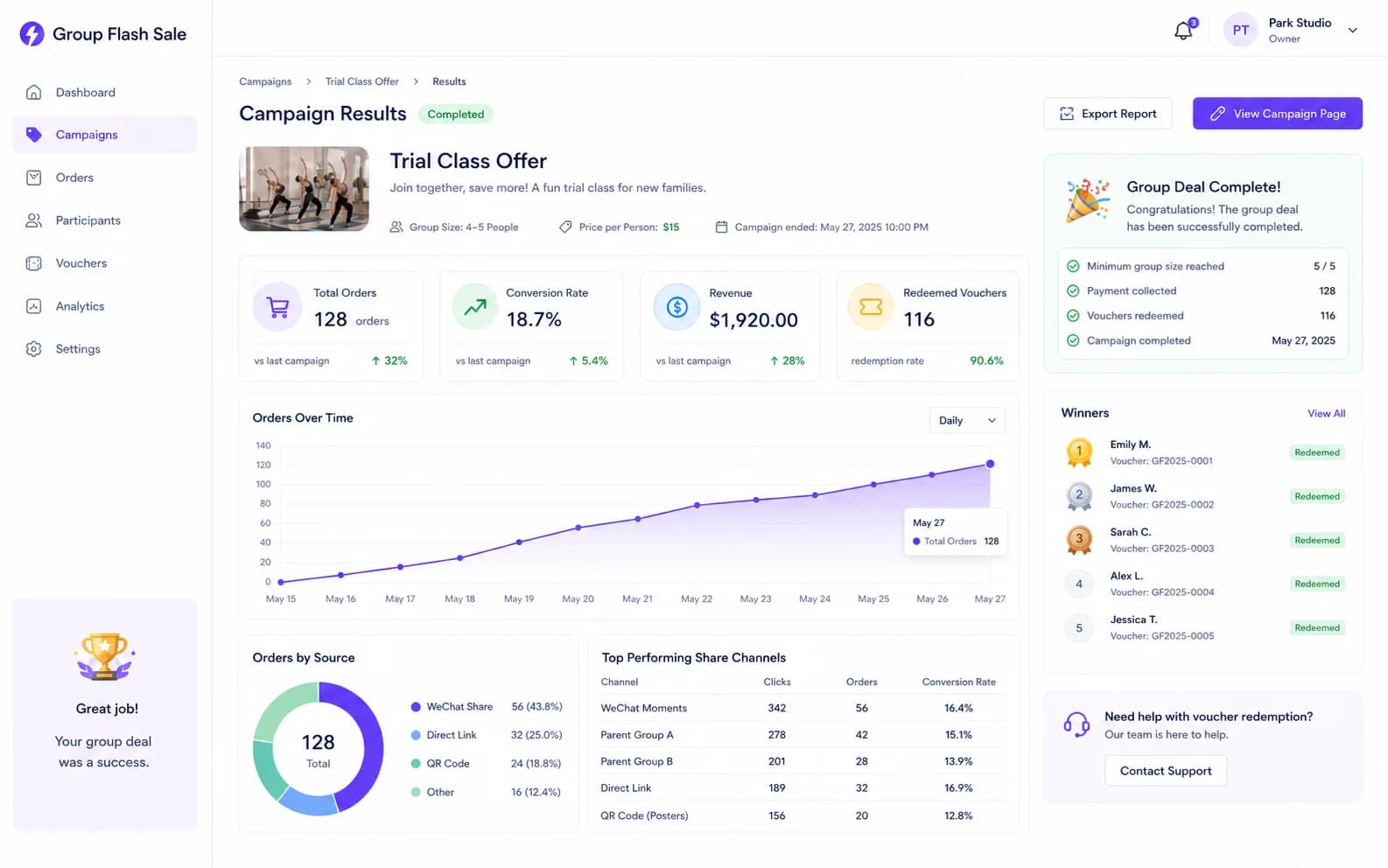 Group Flash Sale results product screenshot