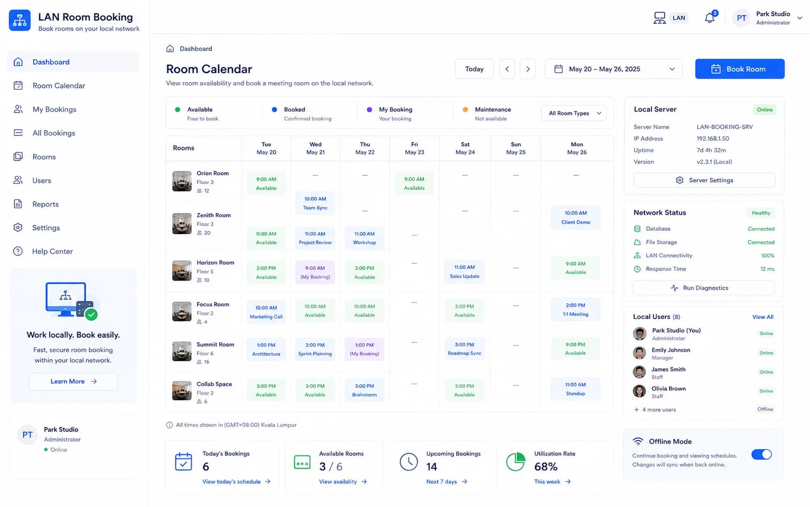 Local Network Meeting Room Booking overview product screenshot
