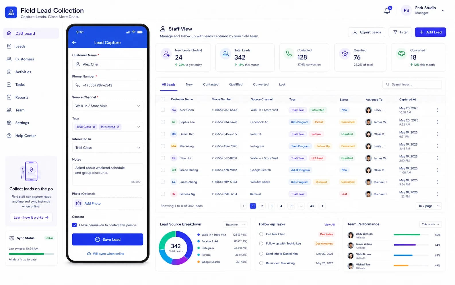 Field Lead Collection overview product screenshot
