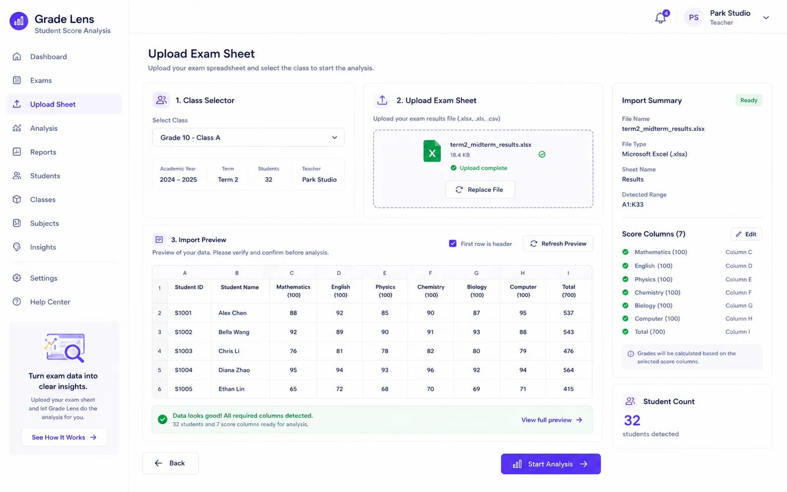 Grade Lens overview product screenshot