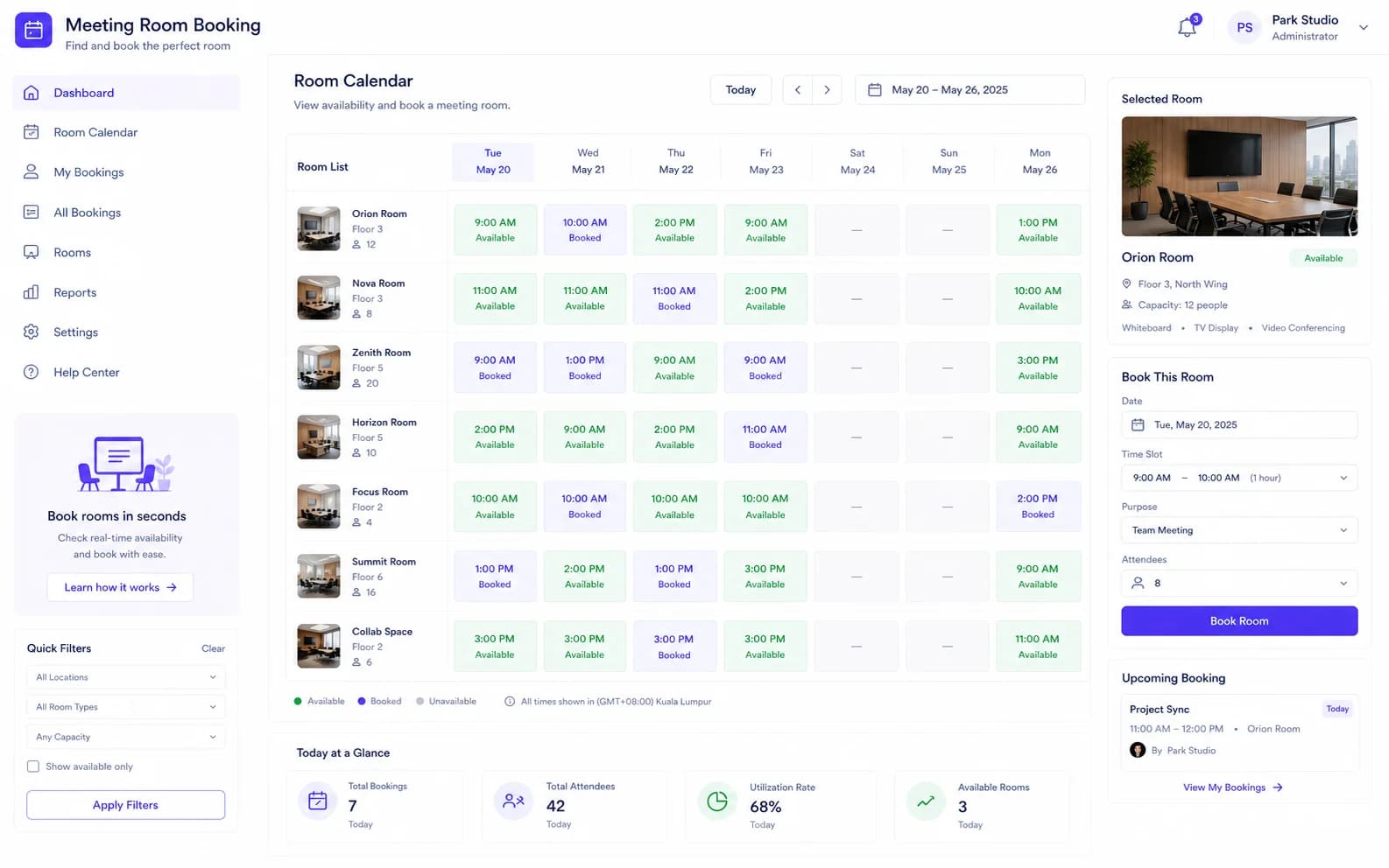 Meeting Room Booking overview product screenshot