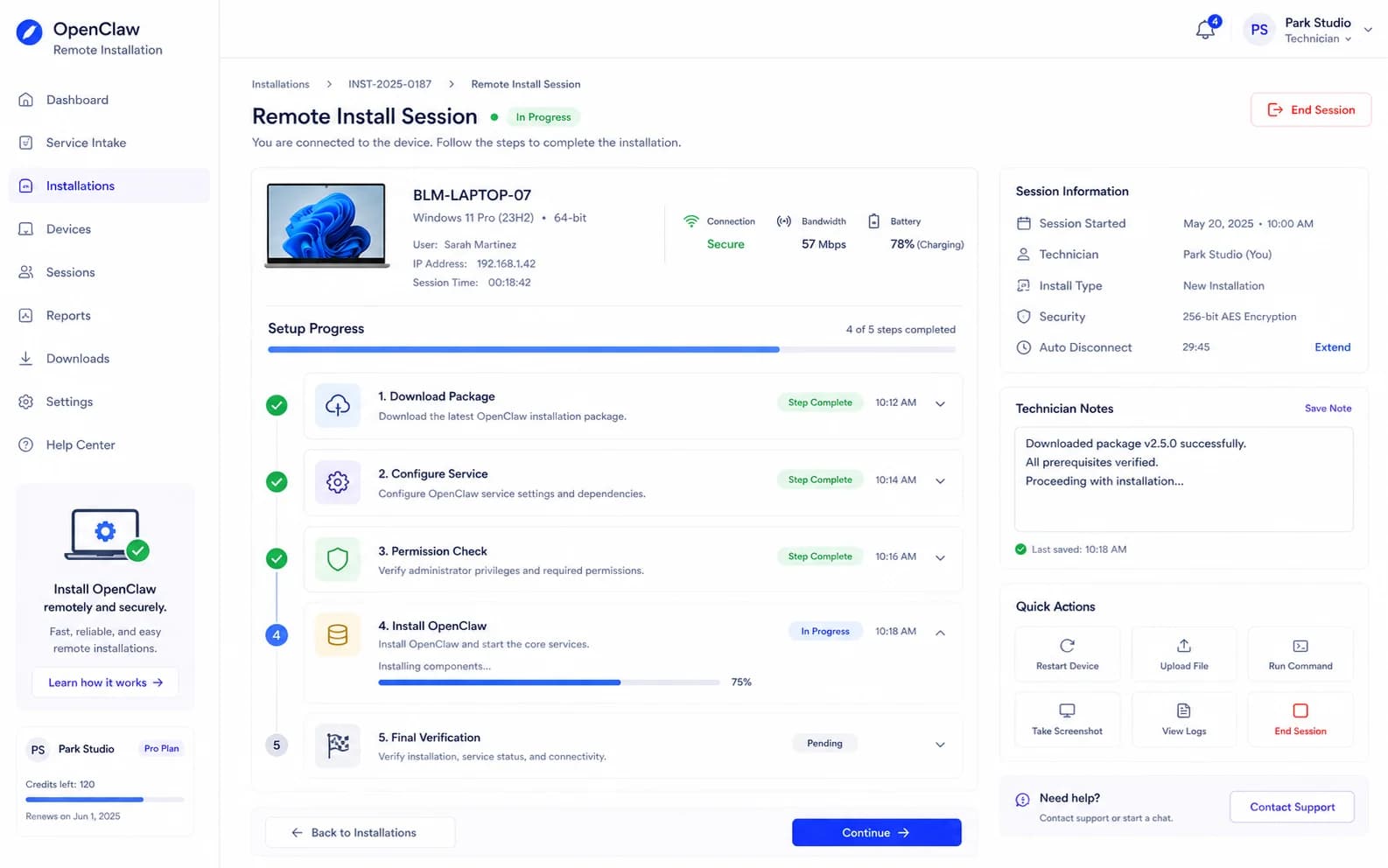 OpenClaw Remote Installation workflow product screenshot