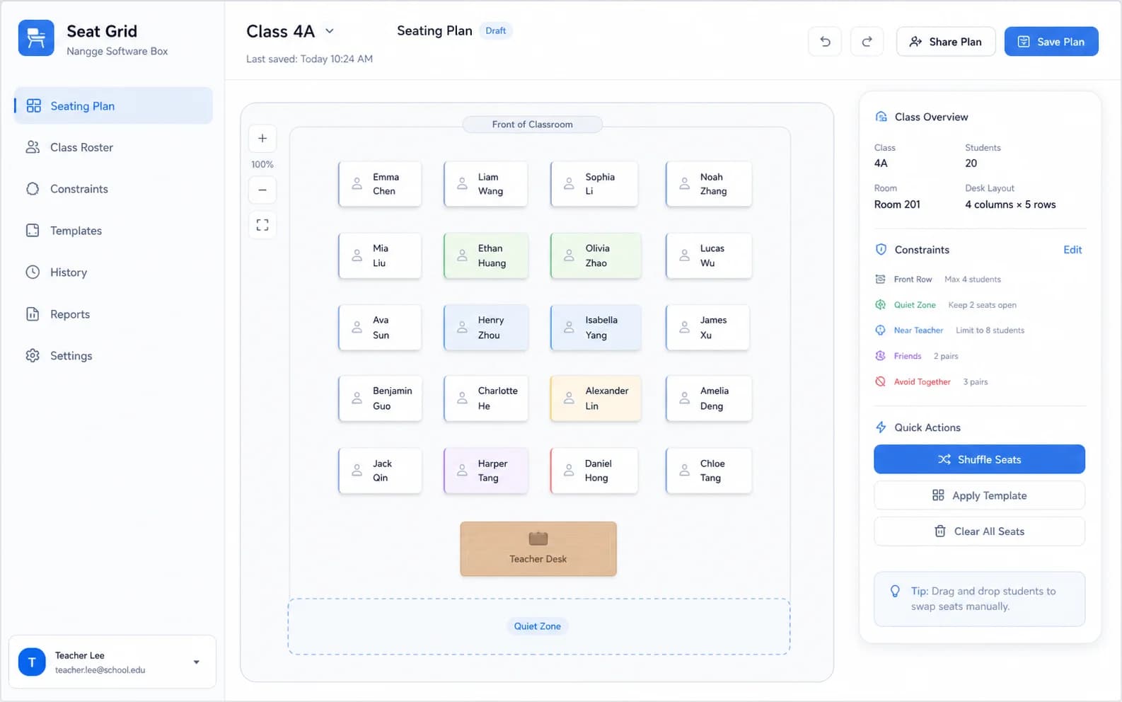 Seat Grid overview product screenshot
