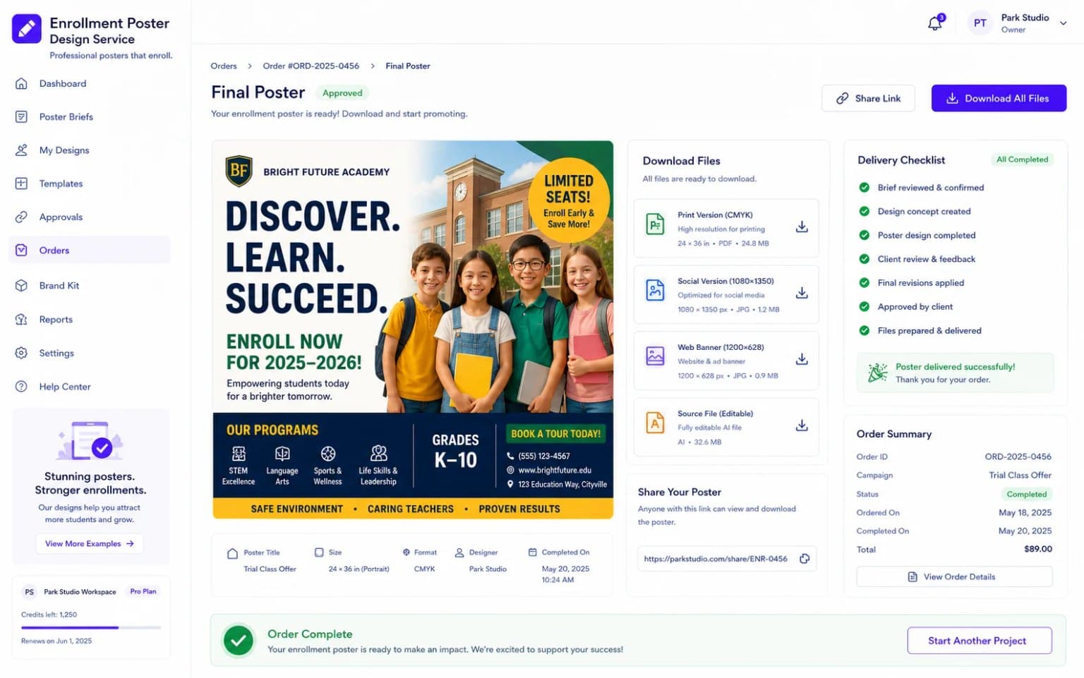 Enrollment Poster Design Service Screenshots