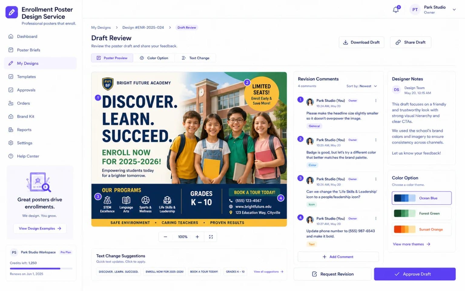 Enrollment Poster Design Service Screenshots