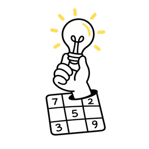 A lightbulb above a Sudoku grid